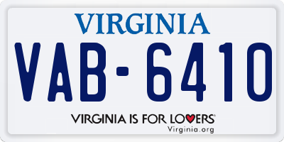 VA license plate VAB6410