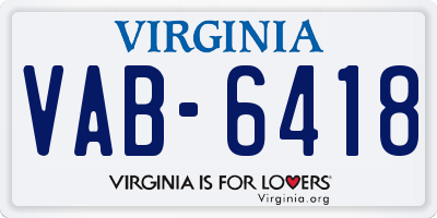 VA license plate VAB6418