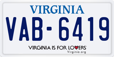 VA license plate VAB6419