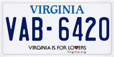 VA license plate VAB6420