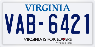 VA license plate VAB6421