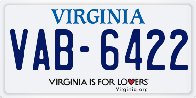 VA license plate VAB6422