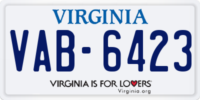 VA license plate VAB6423