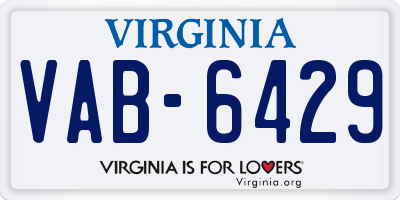 VA license plate VAB6429