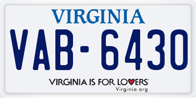 VA license plate VAB6430