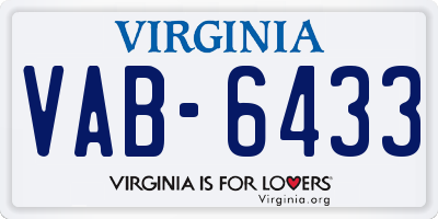 VA license plate VAB6433