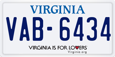 VA license plate VAB6434