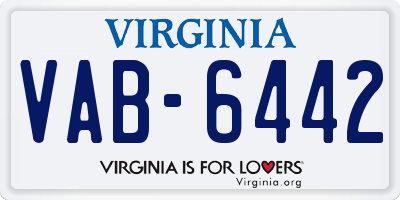 VA license plate VAB6442