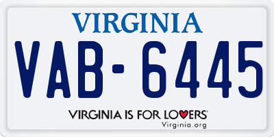 VA license plate VAB6445