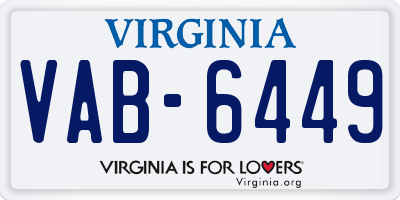 VA license plate VAB6449