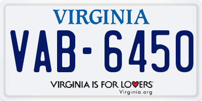 VA license plate VAB6450