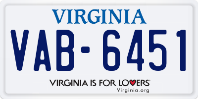 VA license plate VAB6451