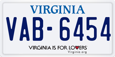 VA license plate VAB6454