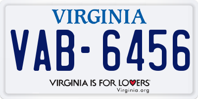 VA license plate VAB6456