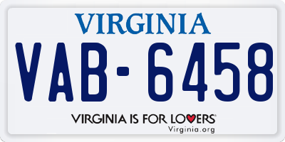 VA license plate VAB6458