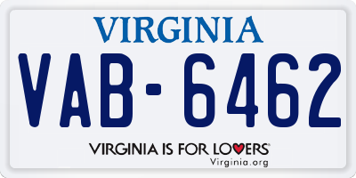 VA license plate VAB6462