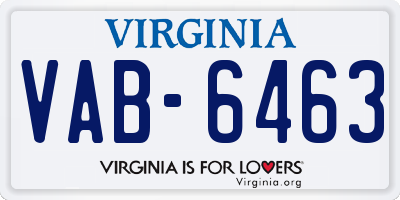 VA license plate VAB6463