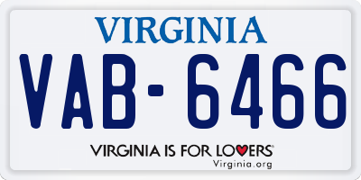 VA license plate VAB6466