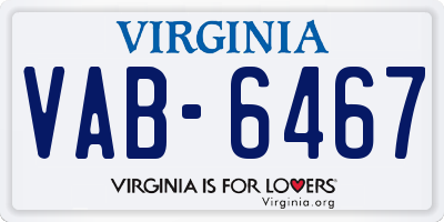 VA license plate VAB6467