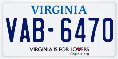 VA license plate VAB6470