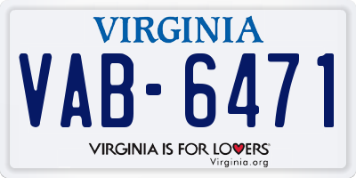 VA license plate VAB6471