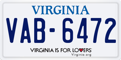 VA license plate VAB6472