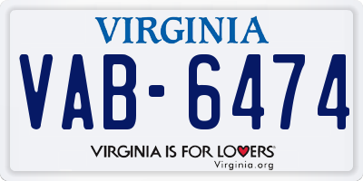 VA license plate VAB6474