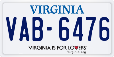 VA license plate VAB6476