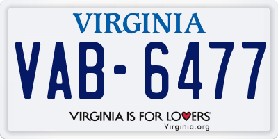 VA license plate VAB6477