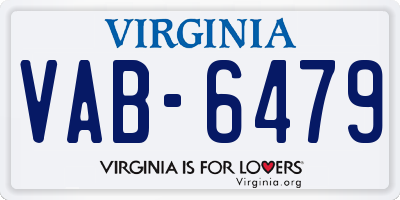 VA license plate VAB6479