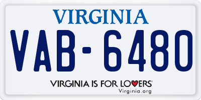 VA license plate VAB6480