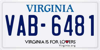 VA license plate VAB6481