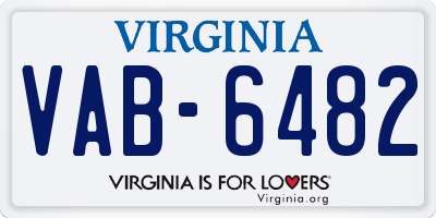 VA license plate VAB6482