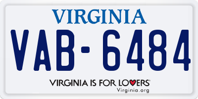 VA license plate VAB6484