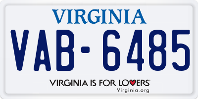 VA license plate VAB6485