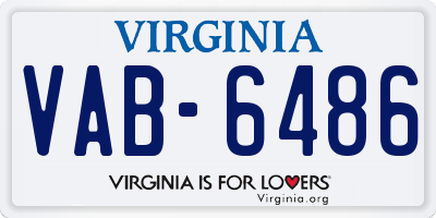 VA license plate VAB6486