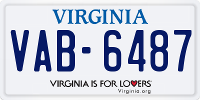 VA license plate VAB6487