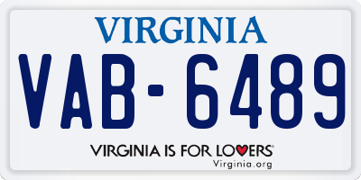 VA license plate VAB6489