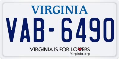 VA license plate VAB6490