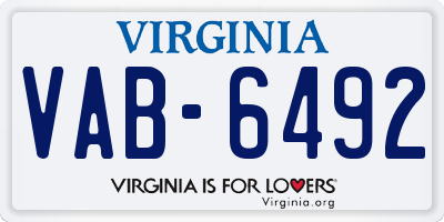 VA license plate VAB6492