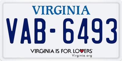 VA license plate VAB6493