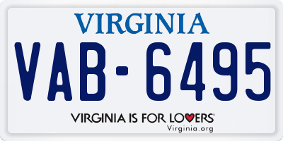 VA license plate VAB6495