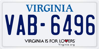 VA license plate VAB6496