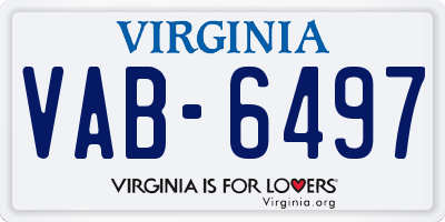 VA license plate VAB6497