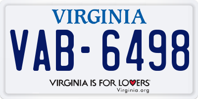 VA license plate VAB6498