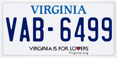 VA license plate VAB6499