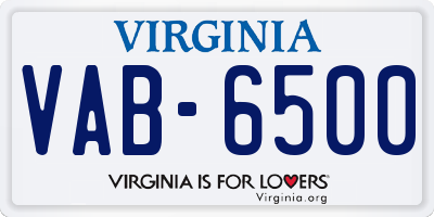 VA license plate VAB6500