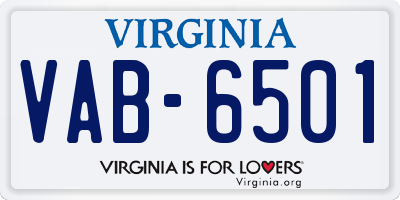 VA license plate VAB6501