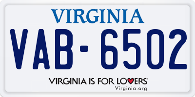 VA license plate VAB6502