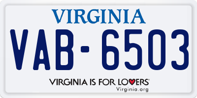 VA license plate VAB6503